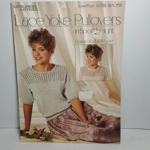 Patterns LACE YOKE PULLOVERS Charts Linda Luder LEISURE ARTS 578 TRELLIS LACE - Picture 1 of 4