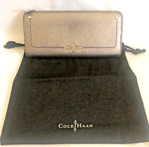 Cole Haan Bronze Leather Bi-fold Clutch Wallet with Dustbag - Picture 1 of 15