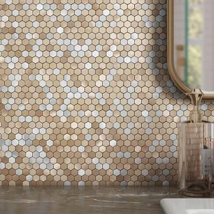 Peel and Stick Backsplash Penny Hexagon Tile,Metal Mosaic Self Adhesive Wall ... - Picture 1 of 6