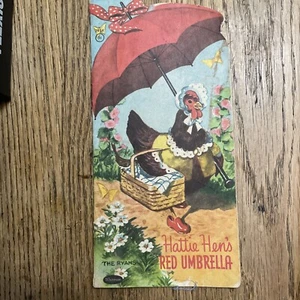 1950er KINDERGESCHICHTENBUCH | | Hattie Hen's roter Regenschirm - Bild 1 von 3