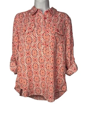 Architect Petites Medium Pink Floral Blouse Roll Tab Sleeves Nwts - Image 1 of 4