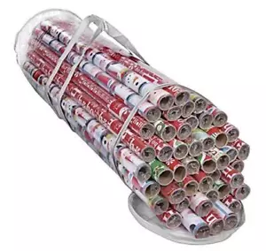 Gift Wrap Organizer, Wrapping Paper Storage Bag, Fits Holiday White & Clear - Picture 1 of 7