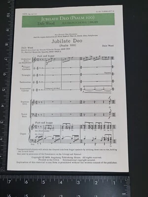 CHOIR - ANTHEM SHEET MUSIC: Jubilate Deo (Psalm 100) SATB Organ opt percussion - Image 1 of 4