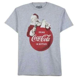 Coca Cola Santa Claus Vintage Style Christmas Gray T-Shirt Men's XL - Picture 1 of 9