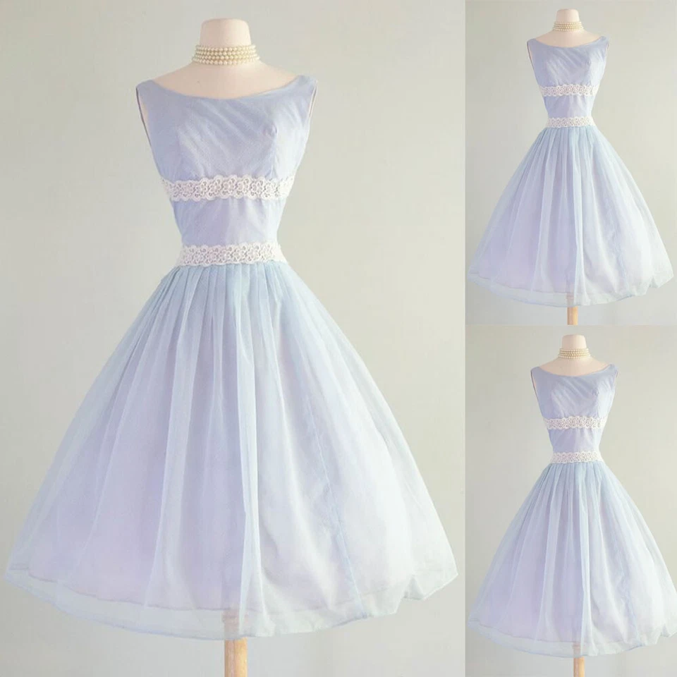 Vestidos cortos de fiesta de lavanda de los años 50 de cóctel de graduación vintage hasta el té Foto 1 de 4