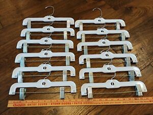 Lot of 12~ 11-inch Retail Pants Hangers Adjustable Clips White pre-owned