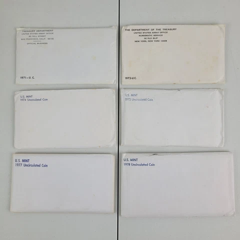 U.S. Mint Sets - 1971 1972 1974 1975 1977 1978 - Lot of 6 Cover