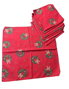 Christmas Cloth Red Green Christmas Wreath Napkins 8 ct Approximately 16 X 16” - Picture 1 of 21
