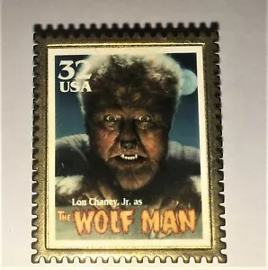 LON CHANEY JR AS THE WOLF MAN Stamp Pin 1997 Universal Monster 37 Cent Stamp - Bild 1 von 4