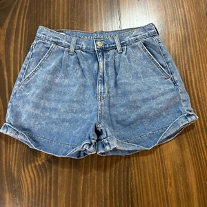 American Eagle Damen Mom Shorts 6 blau Denim hoher Bund gerollter Saum Freizeit - Bild 1 von 6