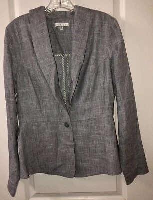 Blazer CAbi Mezcla de Lino Azul Beachwalk Estilo Cambray 215 Talla 6 Foto 1 de 4