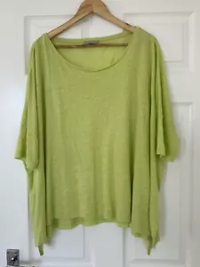 Lime Green Fine Knit Linen ‘Sloppy Joe’ Jumper by Pure Creation in size UK18 - Picture 1 of 1