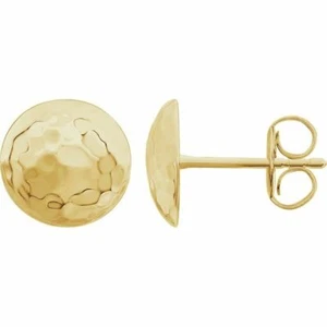 14K Yellow Gold Hammered Disk Earrings - Picture 1 of 2
