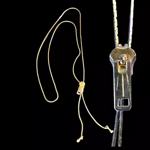 Collar con cremallera de los años 70 cadena Lariat deslizable tono dorado ajustable vintage BONITO - Imagen 1 de 12
