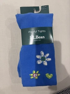 Brand New L.L. Bean Girls Playful Tights Flower Design Cotton Size L 14-16 - Picture 1 of 3