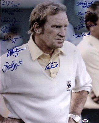 Dan Fouts Kellen Winslow Chuck Muncie C. Joiner + Signed Don Coryell 16x20 Photo - Image 1 of 4