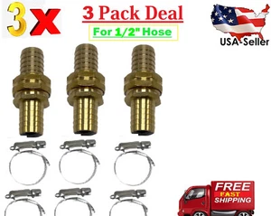 1/2" Garden Brass Mender End Repair Kit Hose Connector Male Female 3 Pack - Picture 1 of 11