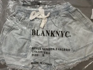 Blank NYC Jean Shorts, small relaxed fit, elastic waist drawstring, New w/Tags - Picture 1 of 1