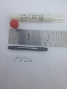 1 NEUER USA 3/16 ZOLL DURCHMESSER HARTMETALL-SCHAFTFRÄSER. 4 FL BALL DE. CTD. 3/8" LOC (T836) - Bild 1 von 3
