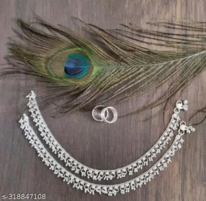 Tobillera de plata vintage étnica joyería de moda elegante mujer pie pago - Imagen 1 de 2