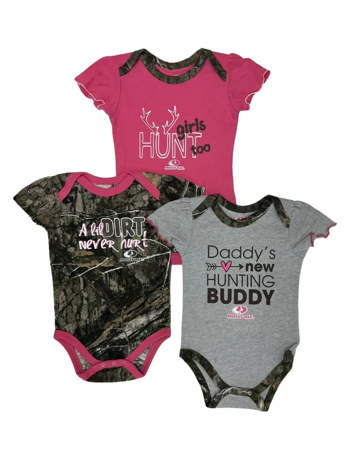 Infant Girls Lil Dirt Never Hurt Daddy's Hunting Buddy 3 Piece Bodysuit Set - Image 1 of 1