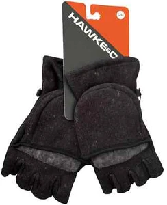 Hawke&Co Men's Winter Mitten Gloves Fleece Ribbed Convertible S/M Charcoal - Picture 1 of 5