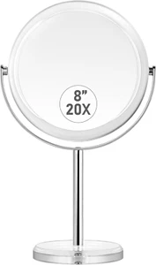 20X Magnifying Makeup Mirror,Double Sided 1X & 20X Magnifying Mirror with Stand, - Picture 1 of 6