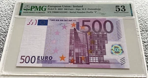 RARE European Union - IRELAND Letter "T" 500 Euro 2002 - P. 7t - PMG 53 aUNC - Picture 1 of 3