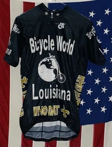 Camiseta de ciclismo New Orleans Saints Who Dat para hombre pequeña negra cremallera completa Louisiana - Imagen 1 de 2