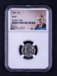 1962 Proof Silver Roosevelt Dime 10c 90% Silver NGC PF67 Portrait Label WB030 - Picture 1 of 2