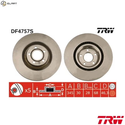 2x BRAKE DISC DF4757S FOR AUDI A4/S4/Convertible BUL 4cyl A4BHF/BBK 4.2L 8cyl A4 - Image 1 of 4