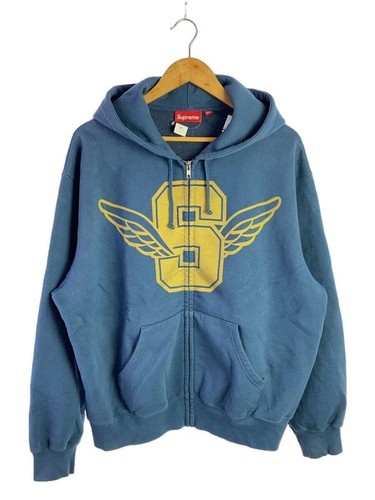 Felpa con cappuccio Supreme Zip 25ss Wings Up M cotone BLU usata