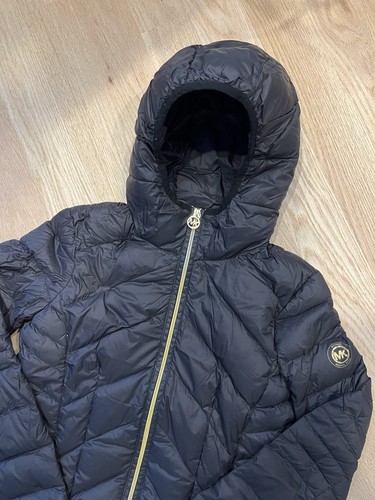 Giacca donna Michael Kors nera full zip con cappuccio impacchettabile piumino taglia XS