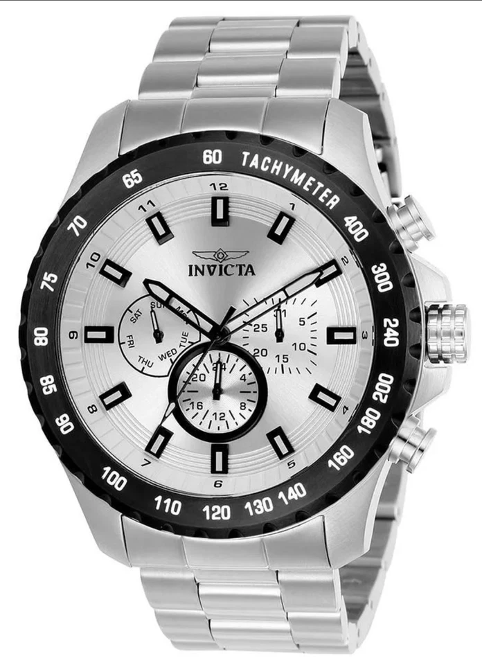 Invicta Speedway cronógrafo masculino aço inoxidável taquímetro mostrador prata 24211  - Imagem 1 de 4
