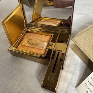 Vintage Volupte Messing kompakter Lippenstifthalter mit Wildlederetui goldfarben - Bild 1 von 8