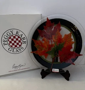 Retired Peggy Karr Autumn Fall Leaves Plate Signed 11” Platter Serving Tray - Picture 1 of 7