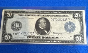 Gorgeous 1914 $20 Federal Reserve Note Cleveland Ohio Burke/Houston Blue Seal - Picture 1 of 15