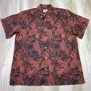 Yiume Hawaiihemd Herren XL rot schwarz Blumen Camp Knopfleiste Tropical Geo Männer - Bild 1 von 11