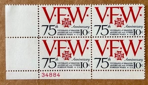 Sc #1525 Veterans of Foreign Wars 75th Anniversary, 1974 US 10c, MNH/OG, VF/XF - Picture 1 of 2
