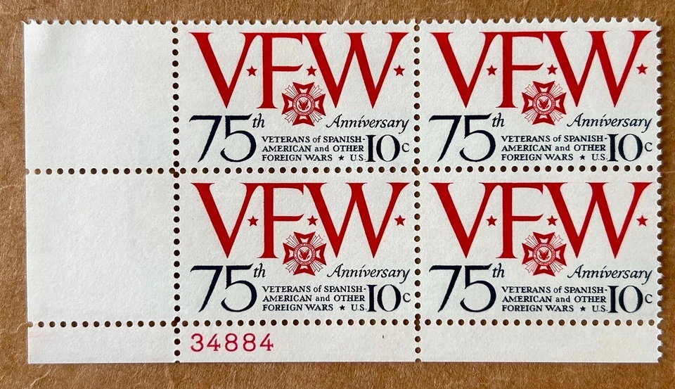 Sc #1525 Veterans of Foreign Wars 75th Anniversary, 1974 US 10c, MNH/OG, VF/XF - Image 1 of 2