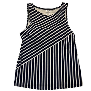 Lands End Navy White Striped Swim Top Tankini Size 10L - Picture 1 of 9