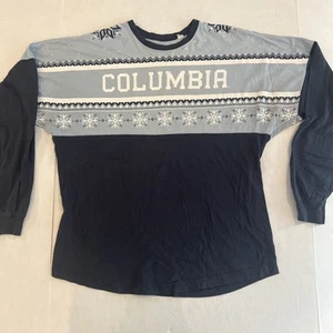 Vtg Columbia University Lions Faux Sweater Snow Flakes Winter L/S Shirt Small - Picture 1 of 9