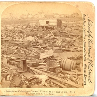 Pennsylvania, Johnstown Calamity, The Wrecked City — Underwood Stereoview K89 - Изображение 1 из 4