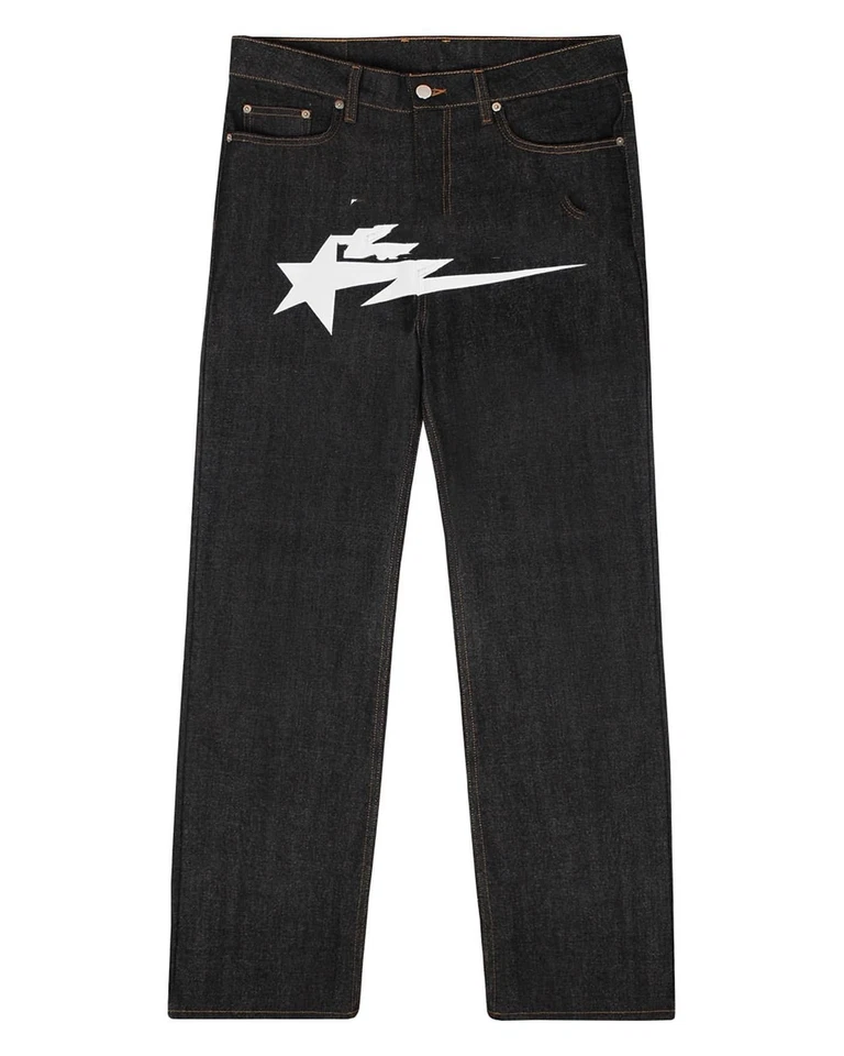 Pantalones de mezclilla lavados negros holgados informales para hombre y mujer Foto 1 de 1