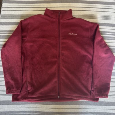 Chaqueta polar COLUMBIA para hombre 2XL cremallera completa simulación manga larga roja cordón cintura Foto 1 de 4