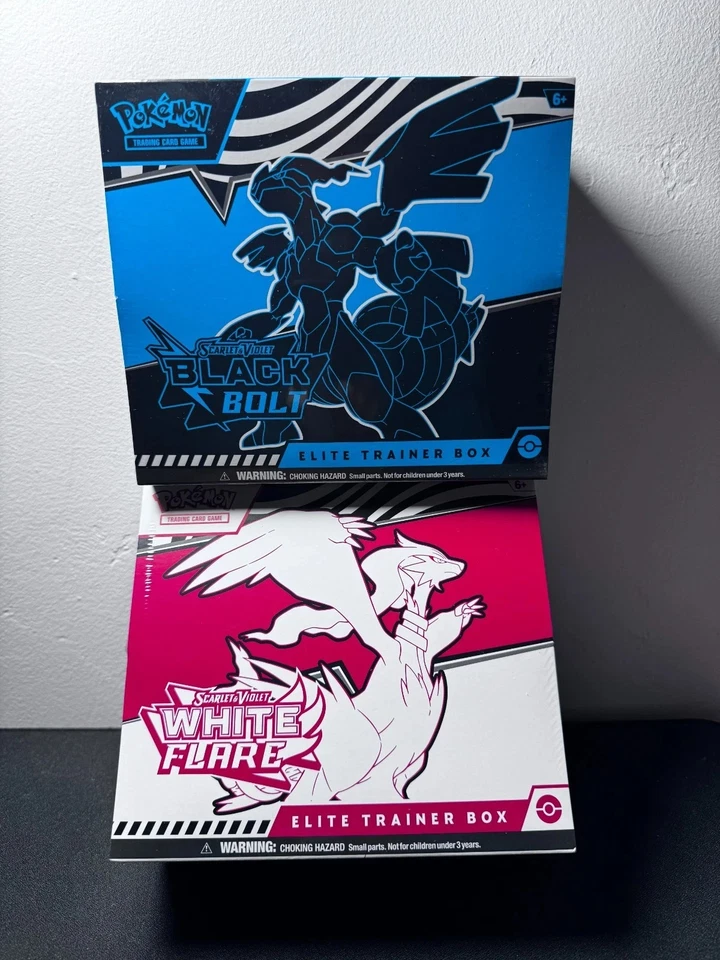 Pokemon Black Bolt and White Flare Elite Trainer Box ETB Set of 2 FACTORY SEALED - Image 1 of 2