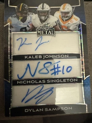 2025 Leaf Metal Kaleb Johnson Nicholas Singleton Dylan Sampson Auto /4 TA-12 - Image 1 of 2