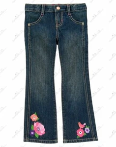 Gymboree Girls Kids Bird & Flower Embroidery Bootcut Jeans Pants Blue SIZE 4 NWT - Picture 1 of 2