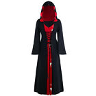 Womens Gothic Cloak Long Sleeve Hoodies Witch Lace Up Robe Fancy Dress Plus Size