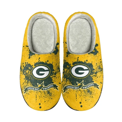 Green Bay Packers Fleece Slippers Unisex Indoor Non-Slip Winter House Shoes Gift Cover